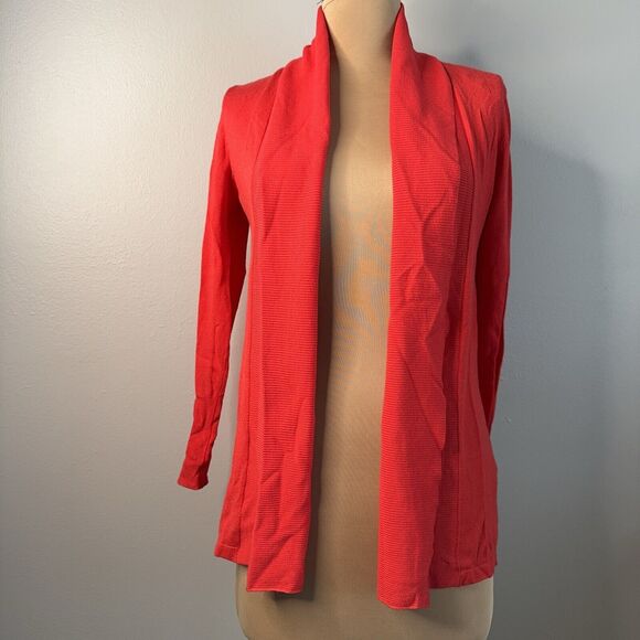 Coral Orange Warm Red Open Cardigan Stretch Stretchy Travel XS - Picture 1 of 13